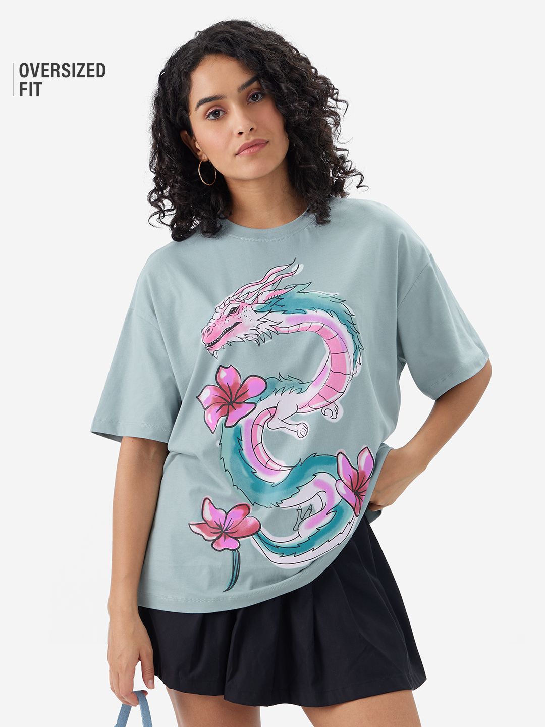 TSS Originals: Flower Dragon Women Oversized T-Shirts