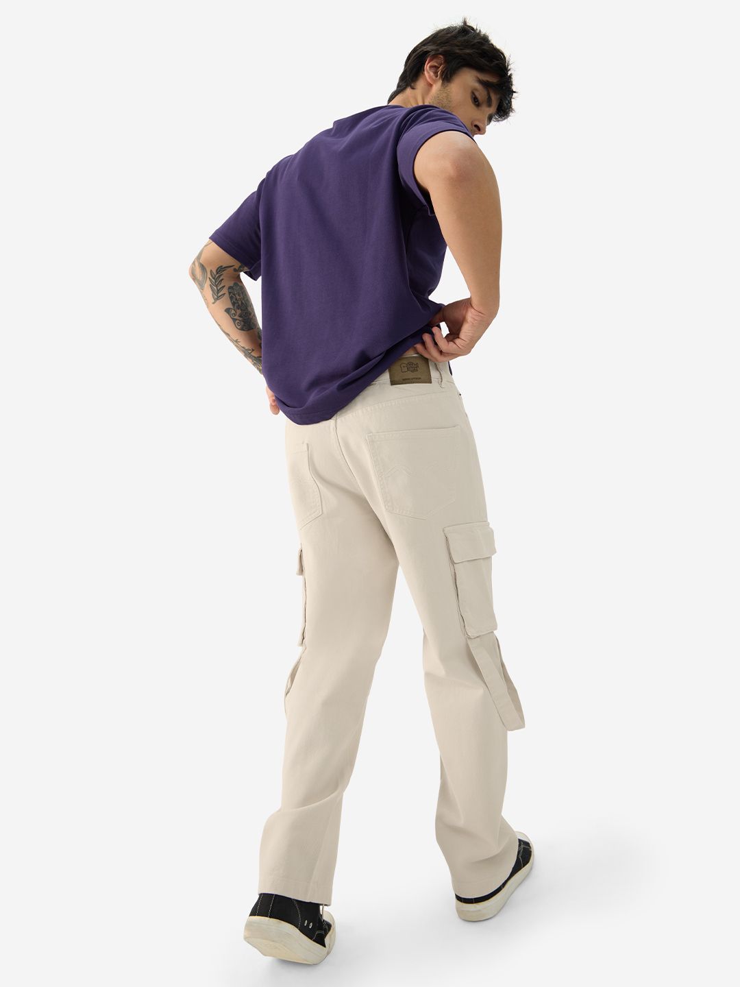 Buy Denim: Beige (Baggy Fit) Men Cargo Jeans