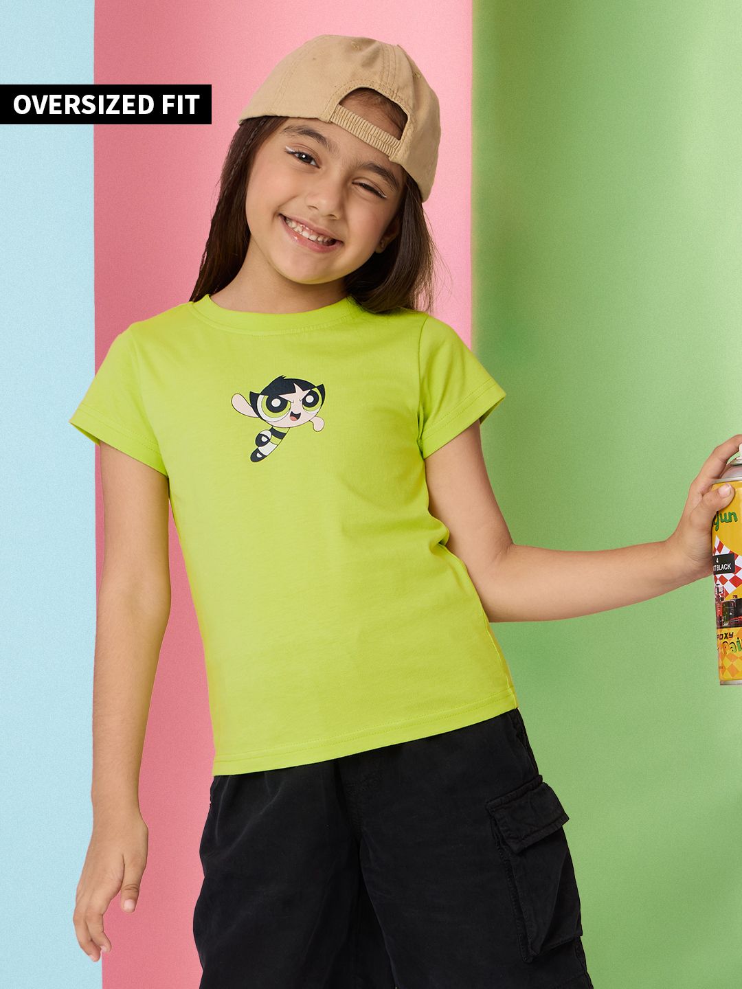 Powerpuff Girls: Buttercup Girls Cotton T-Shirts (2-8 Yrs)