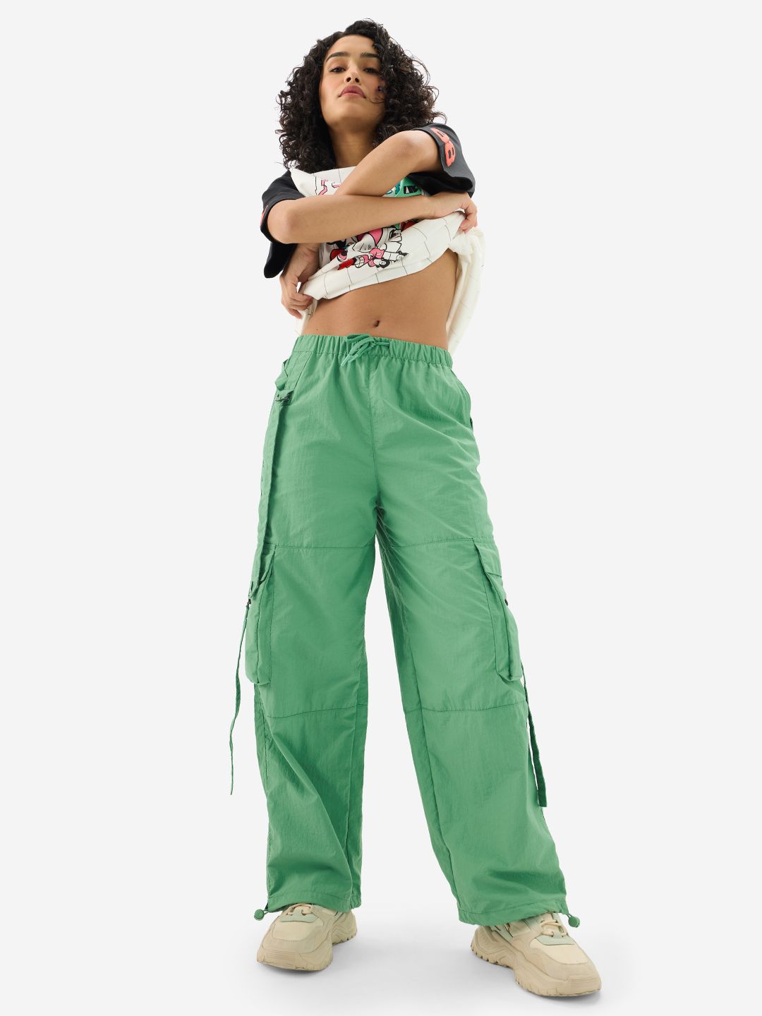 Buy Parachute Pants: Kelly Green Women Cargo Pants