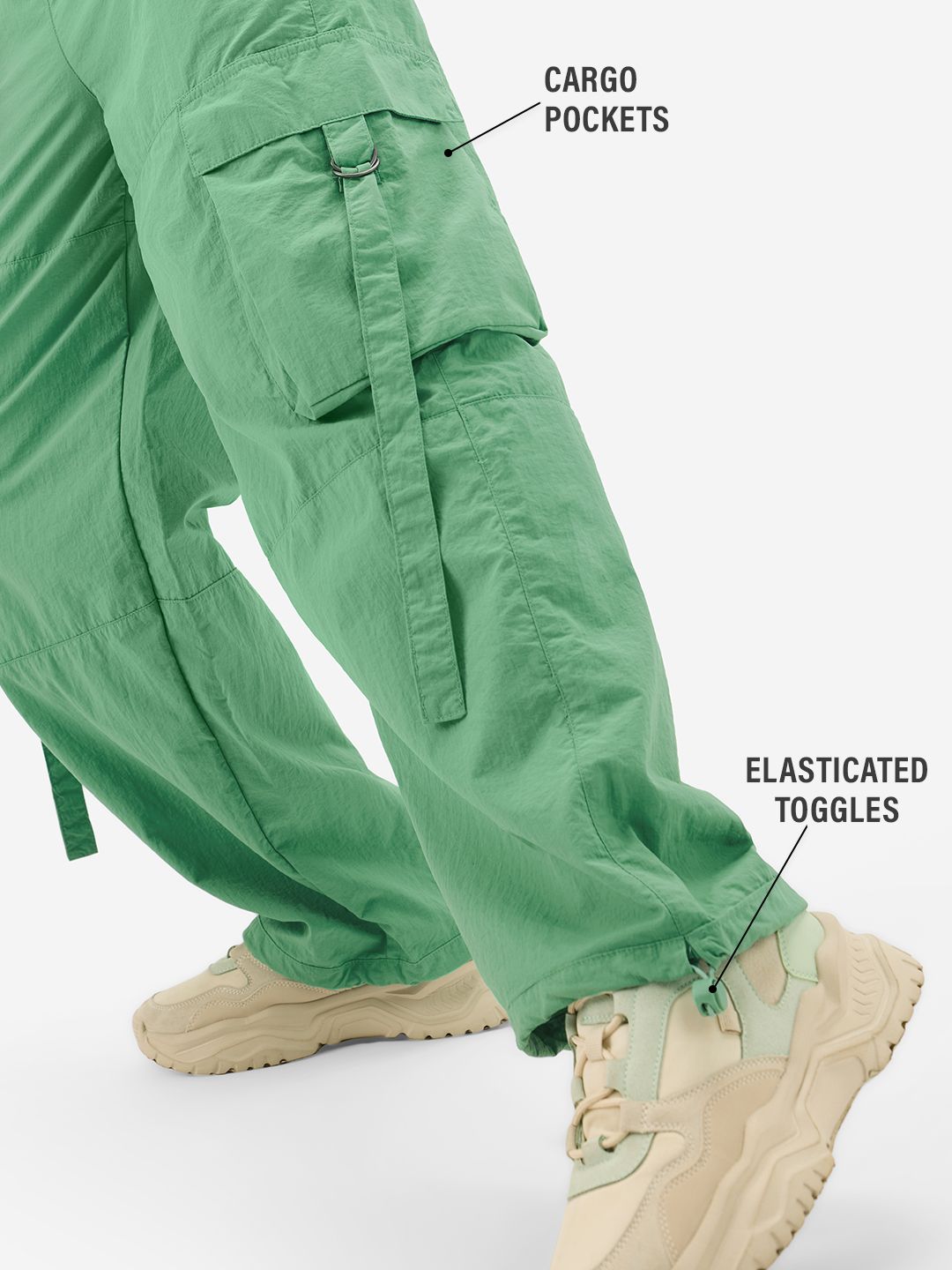 Buy Parachute Pants Kelly Green Women Cargo Pants online at The Souled