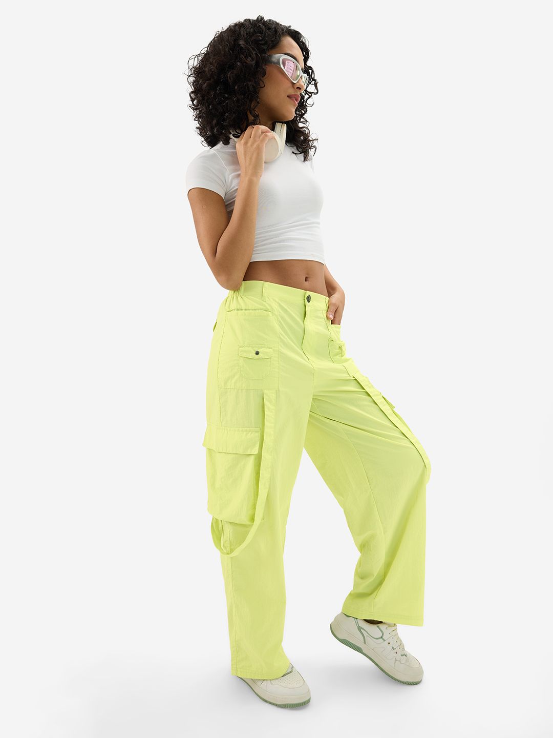 Buy Parachute Pants: Lime Women Cargo Pants