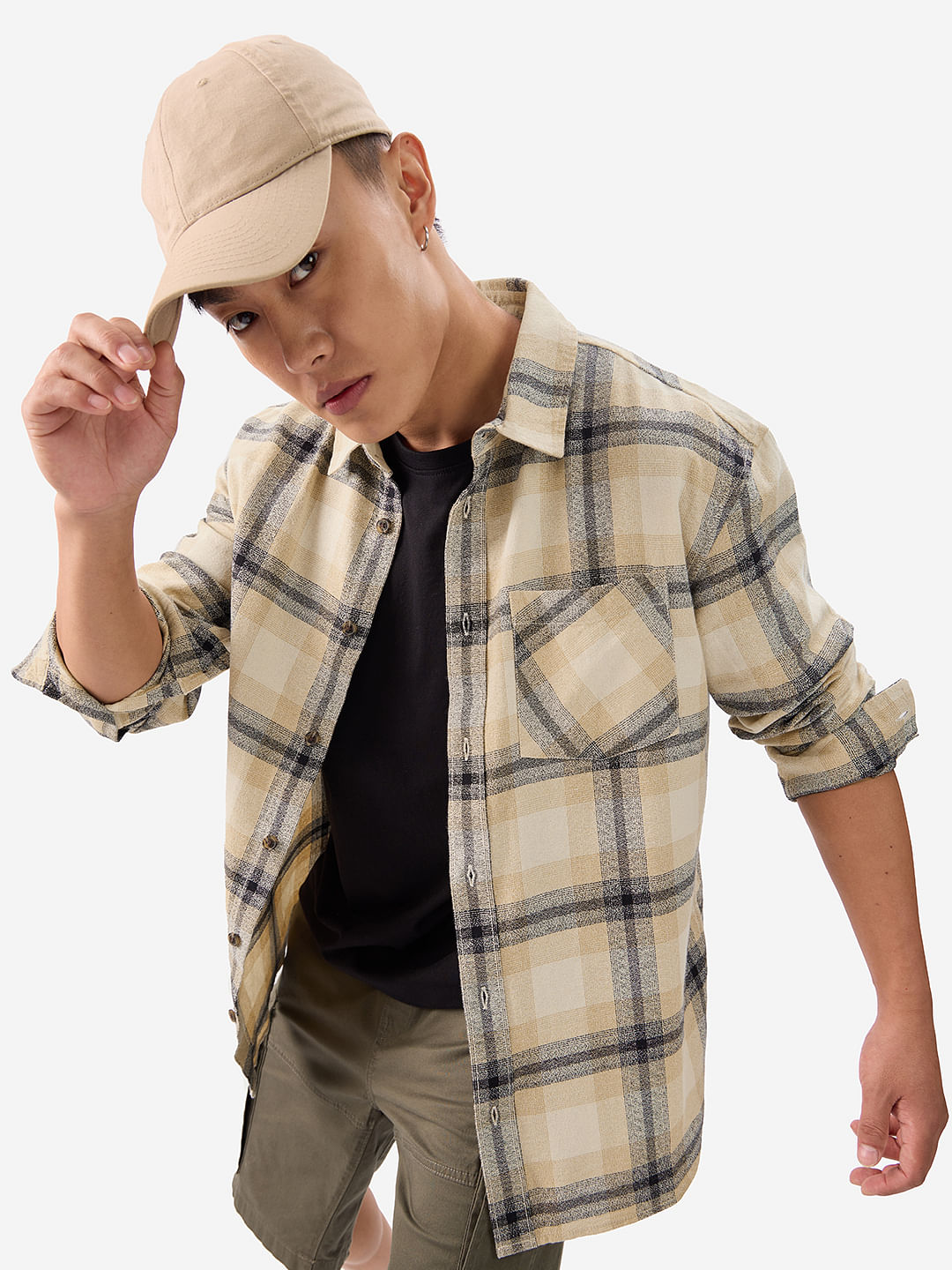 Buy Plaid: Blue, White, Yellow Men Relaxed Shirts Online