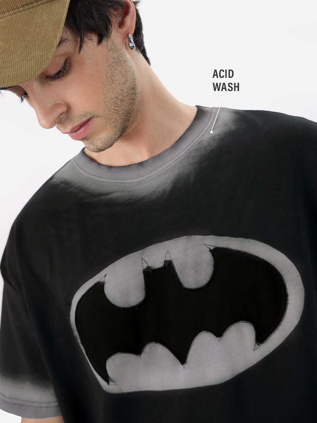 Buy Batman: Logo (Acid Washed) Oversized T-Shirts Online