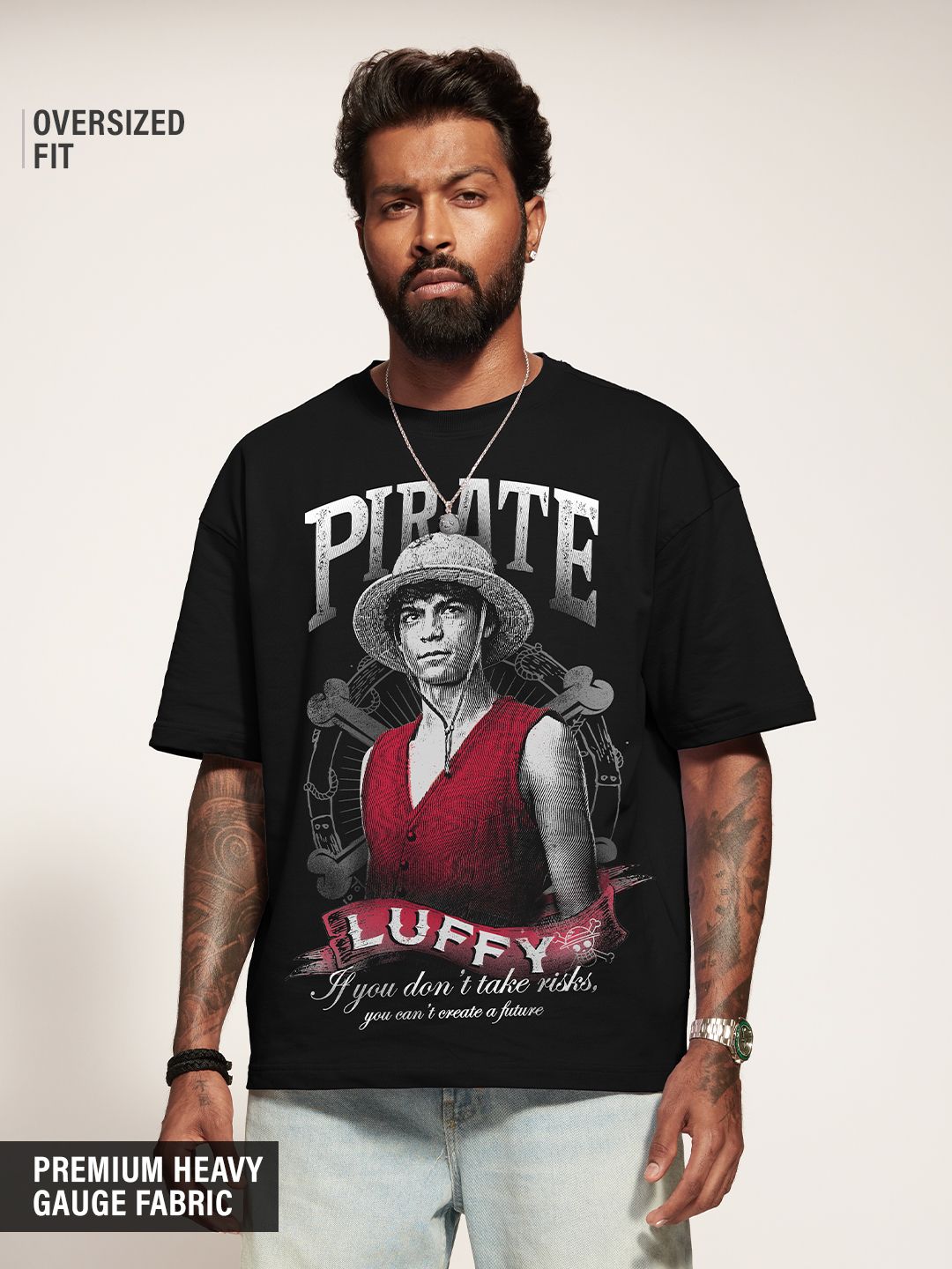 T-shirt One Piece Luffy The Pirate King - Taille XL, Noir, Coton, Neuf Avec étiquettes