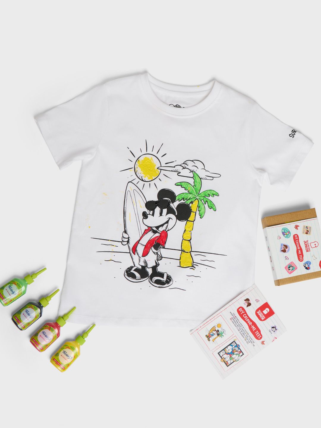Colour-me Tee (Mickey Adventure) - with FREE Fevicryl 3D Colours Young Boys Cotton T-Shirts (8-14 Yrs) price