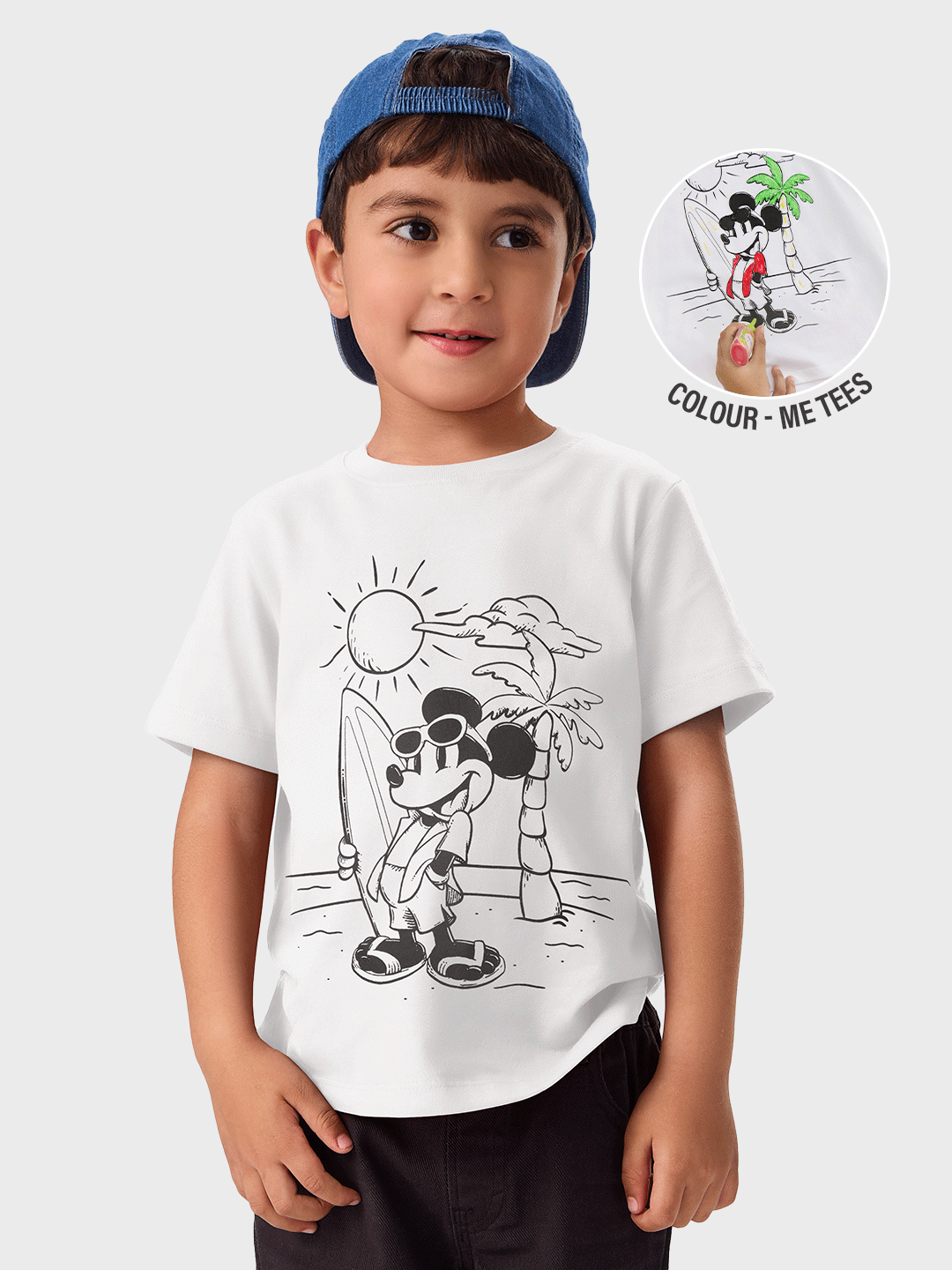 Colour-me Tee (Mickey Adventure) - with FREE Fevicryl 3D Colours Young Boys Cotton T-Shirts (8-14 Yrs) online