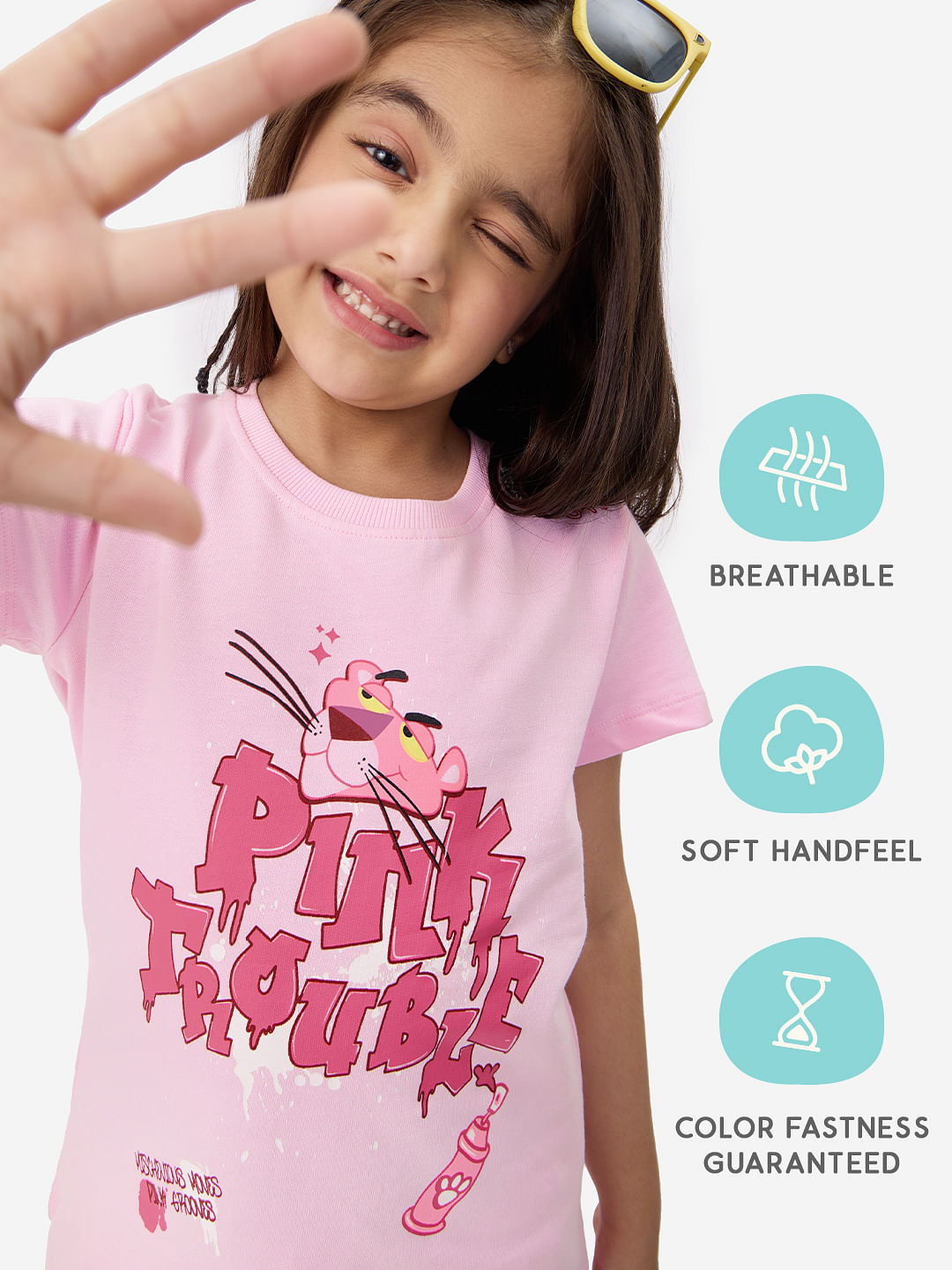 Buy Pink Panther: Pink Trouble Girls Cotton T-Shirts online at The ...