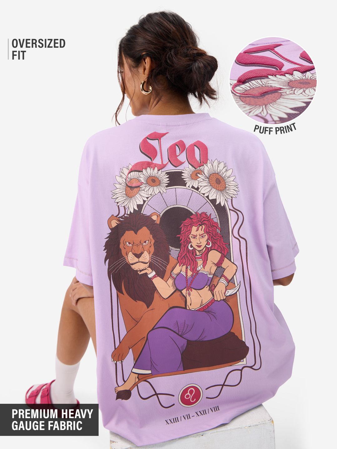 Leo T Shirt Zodiac Round Neck Pink Cotton T-Shirt for Women main image 0