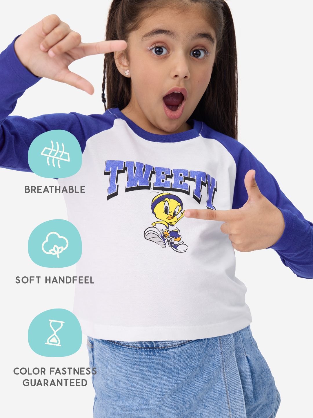 Looney Tunes: Tweety Girls Cotton Full Sleeve T-Shirts (2-8 Yrs)