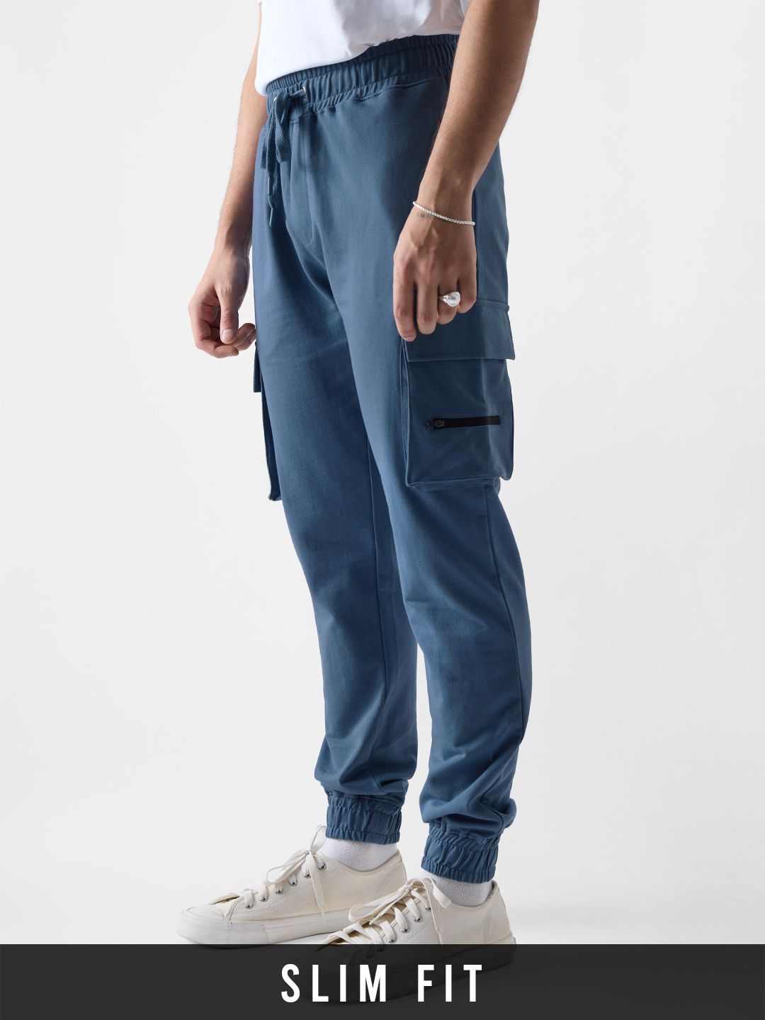 Buy Solids: Grey Men Cargo Joggers Online