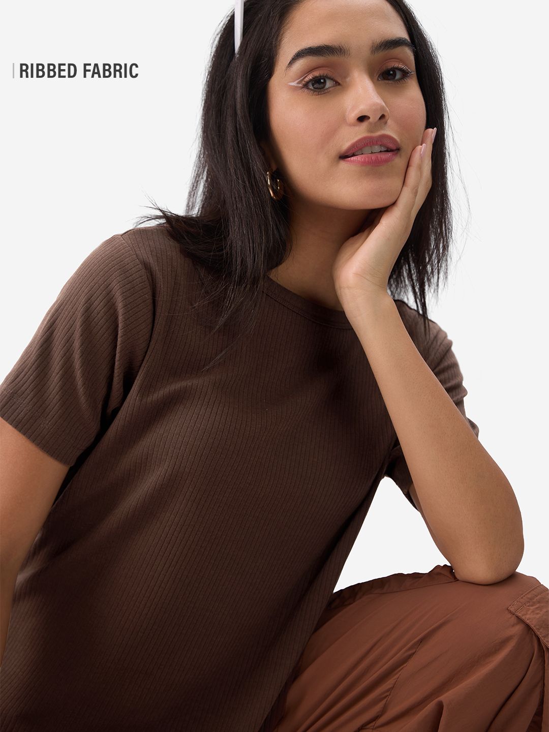 Solids: Brunette Women Relaxed Fit T-Shirts online