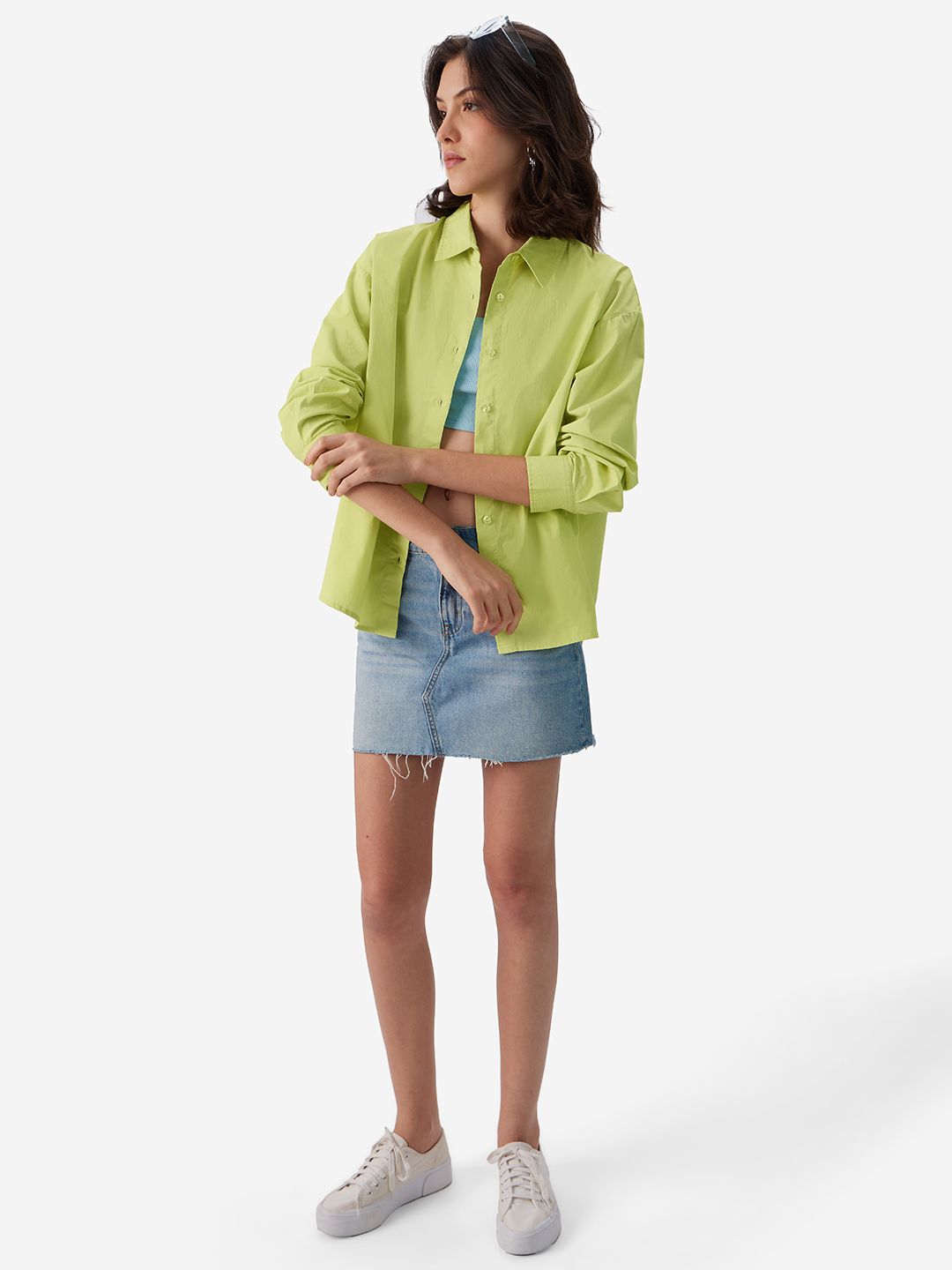Oversized Solids: Lime Green Women Boyfriend Shirts price