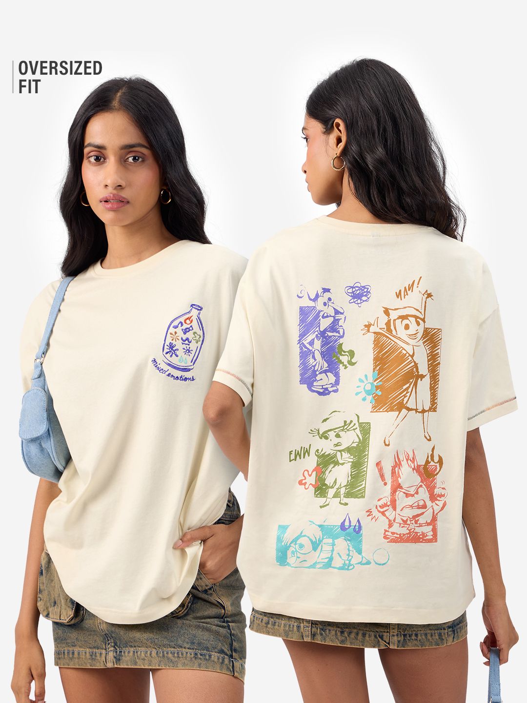 Inside Out: Mixed Emotions Women Oversized T-Shirts Online