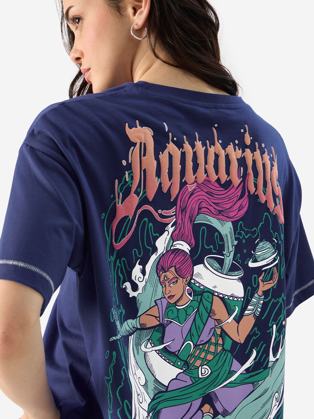 Buy Zodiac: Aquarius Women Oversized T-Shirts