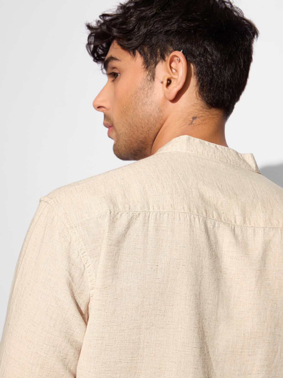 Buy Cotton Linen: Ecru Beige Cotton Linen Shirts