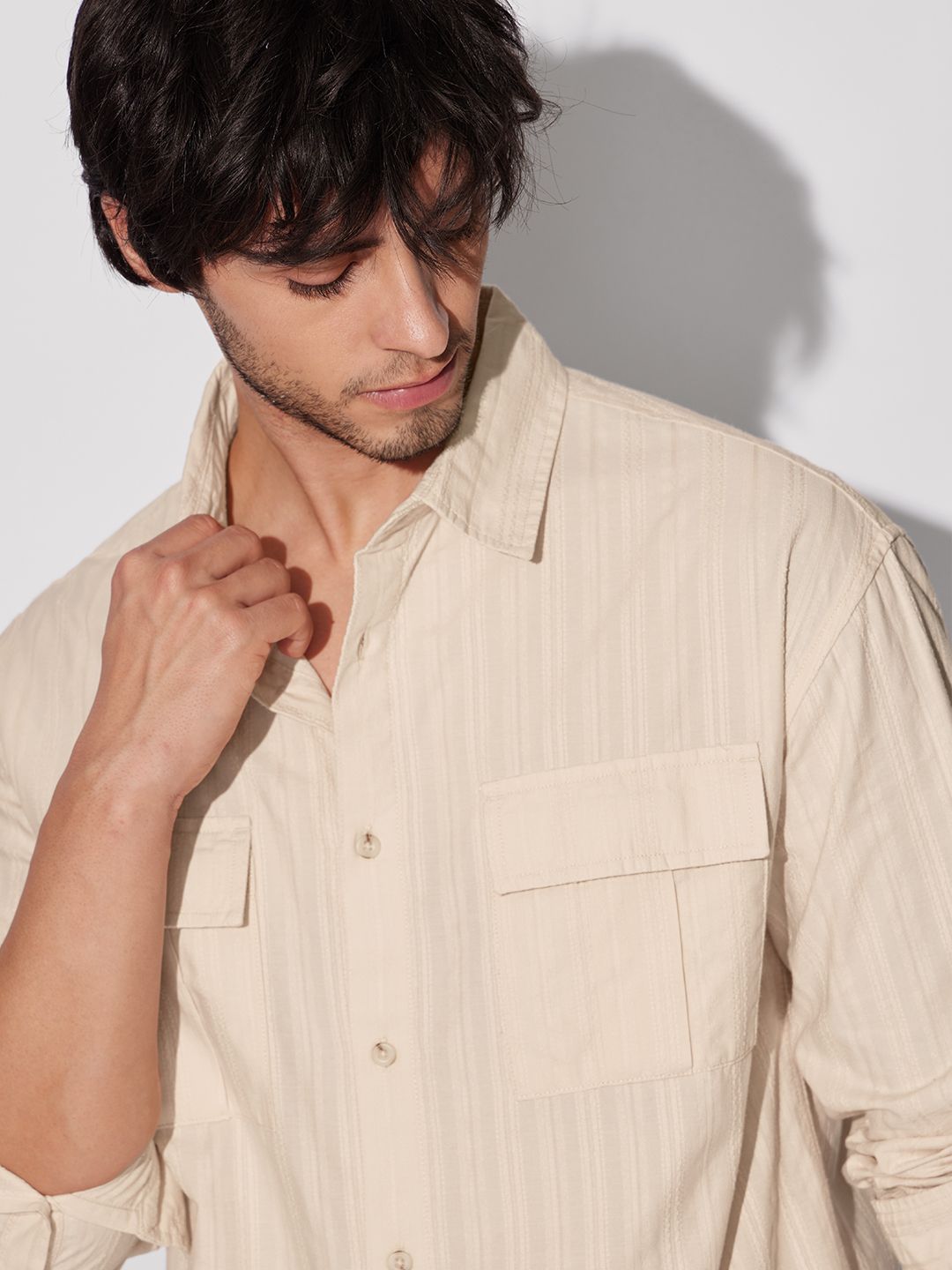 Solids: Rich Cream Men Utility Shirts online