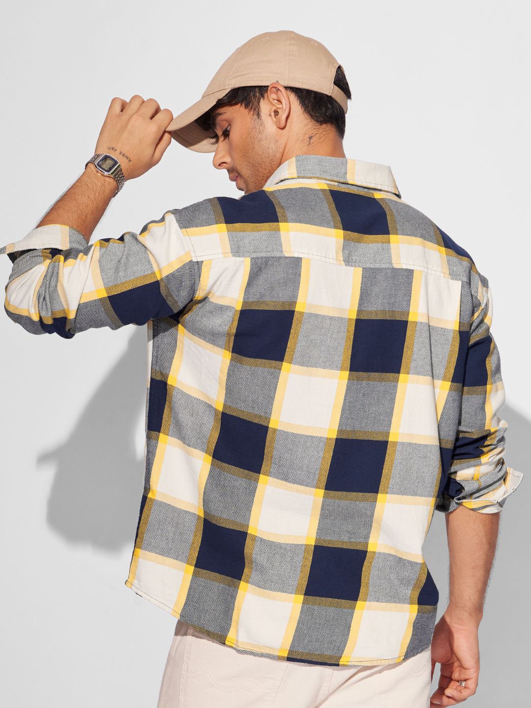 Buy Plaid: Navy, Beige Men Relaxed Shirts