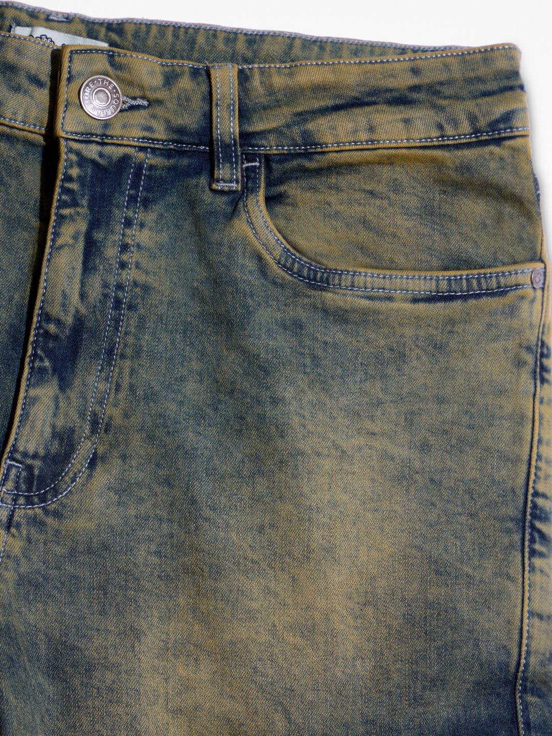 Buy Denim: Washed Green (Straight Fit) Men Cargo Jeans