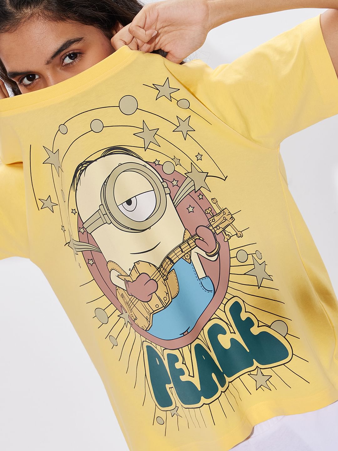 Buy Minions: Peace Women Relaxed Fit T-Shirts online at The Souled Store.