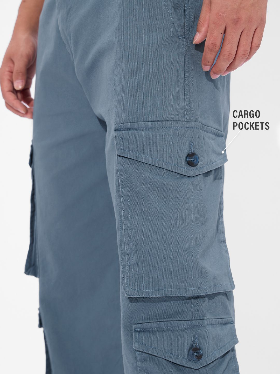 Solids: Steel Blue Men Cargo Pants online