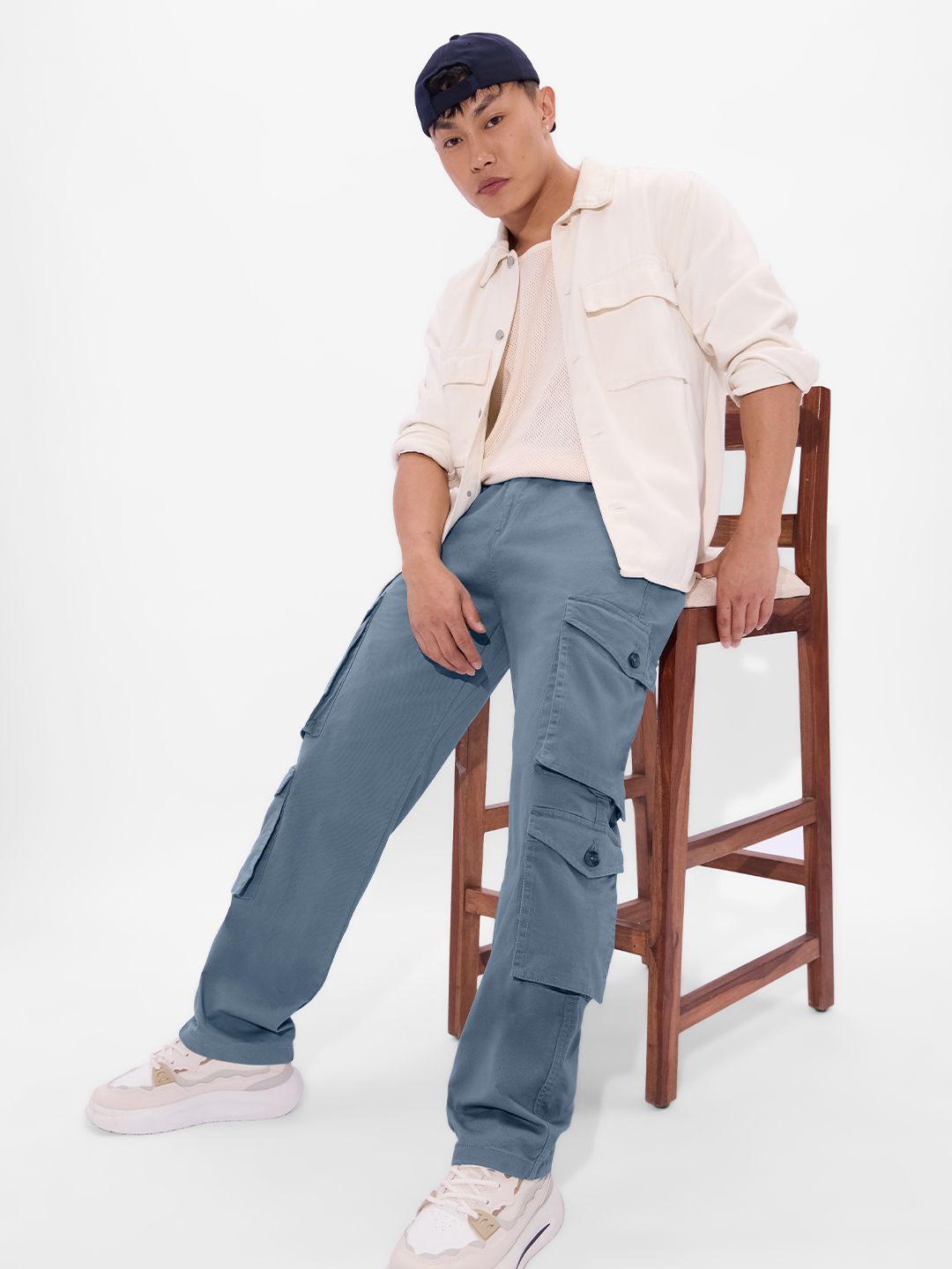 Solids: Steel Blue Men Cargo Pants price