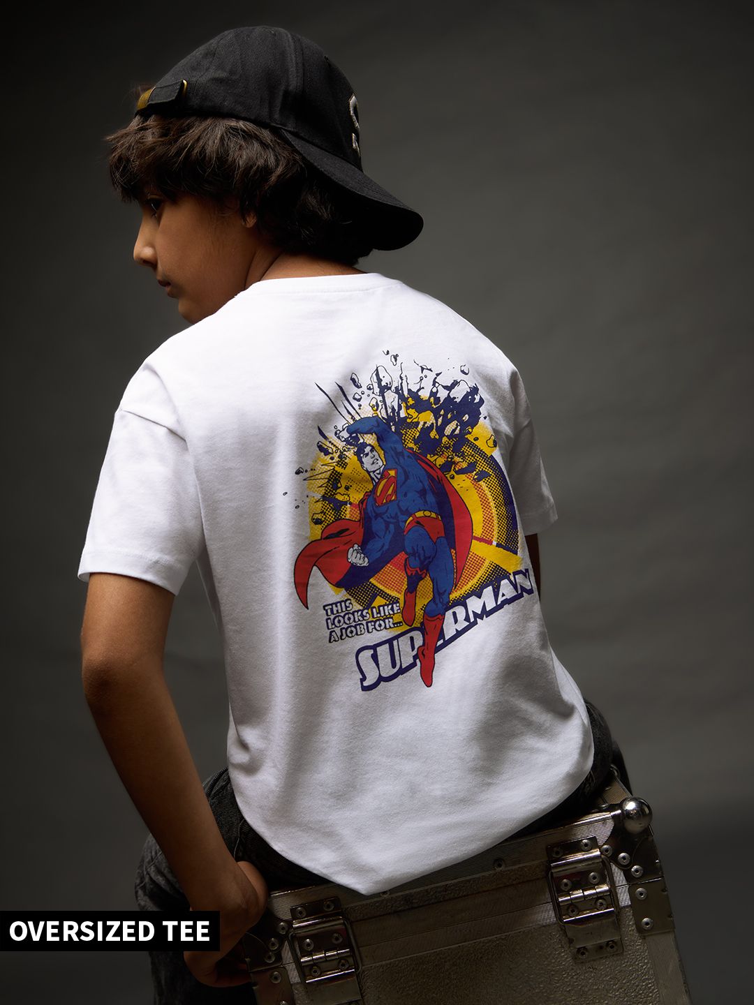 Cotton Soul T-Shirt Bambino Superman Chrome Logo, Colore Nero, Cotone Morbido, Regalo Perfetto Per Piccoli Supereroi