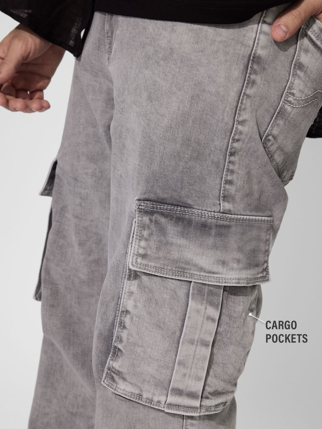 Denim: Ash (Straight Fit) Men Cargo Jeans online