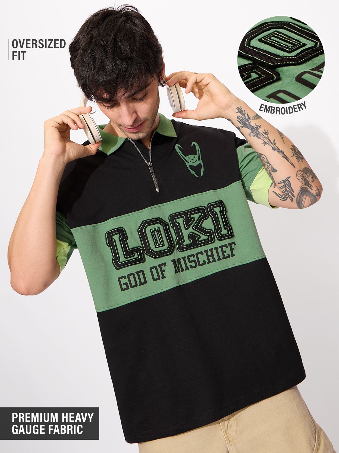 Marvel: Loki God Of Mischief Zipper Polos