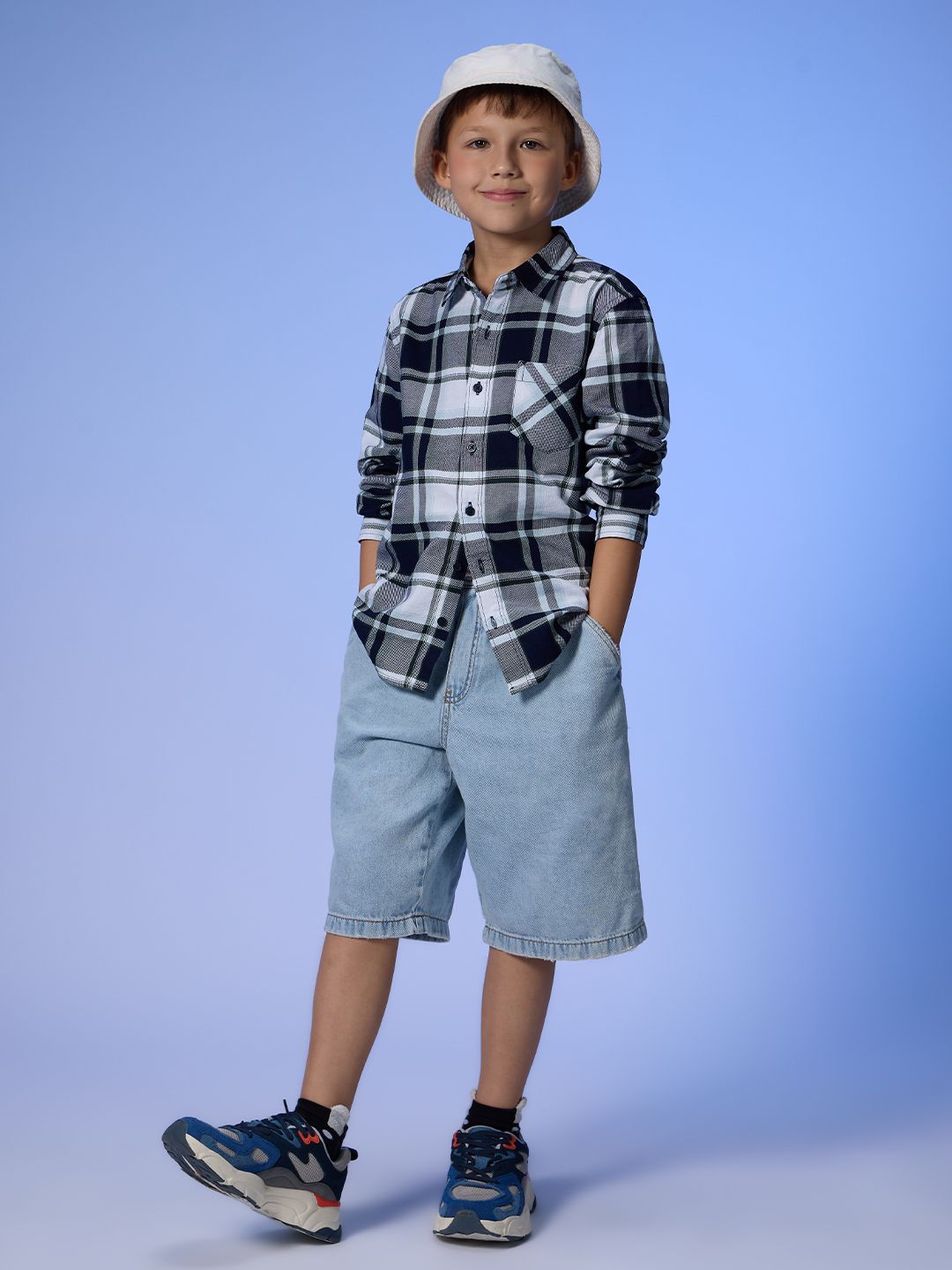 Buy Plaid Blue White Boys Young Shirts Online
