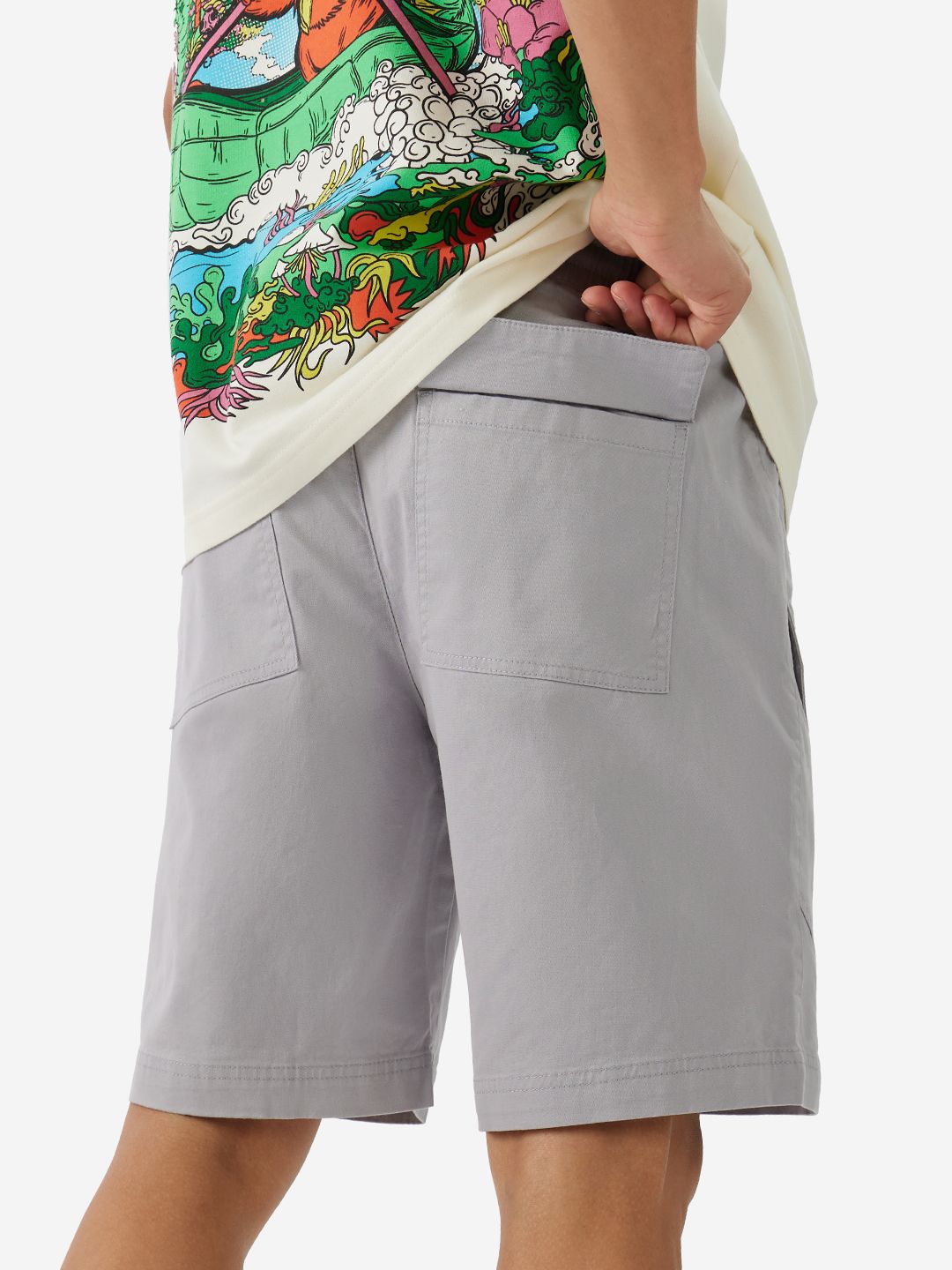 Buy Solids: Space Grey Men Cargo Shorts