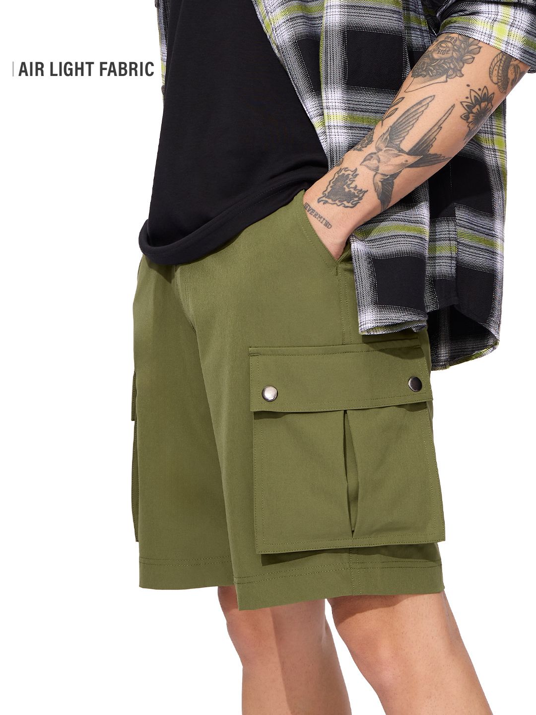 Buy Solids: Khaki Green Men Cargo Shorts Online