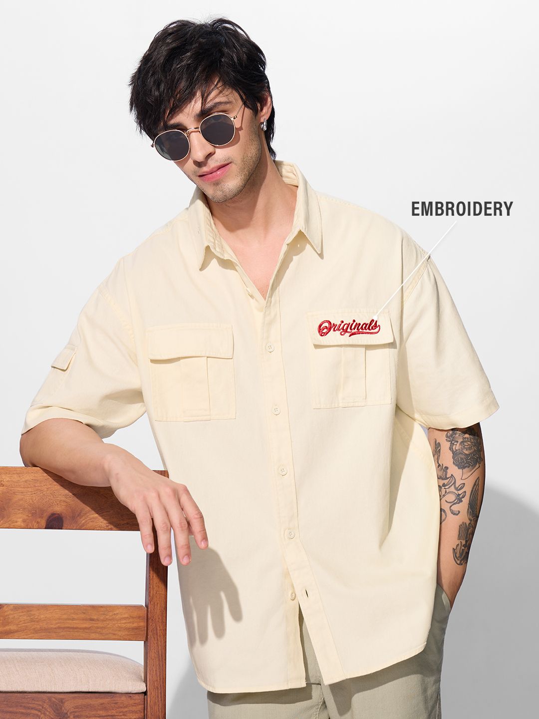 Solids: Classic Off-White Oversized Shirts online
