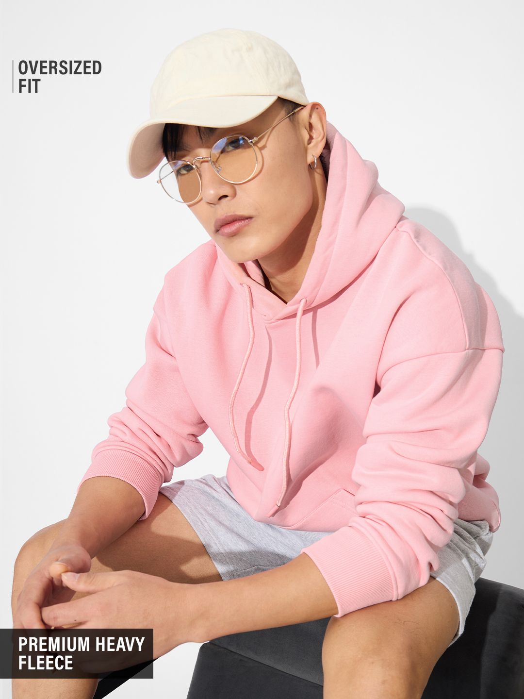 Solids: Urban Rose Men Oversized Hoodies