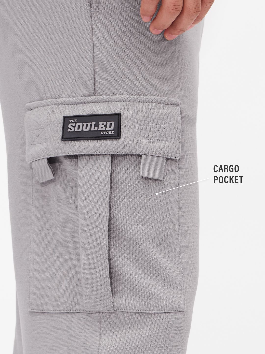 Solids: Light Grey Men Cargo Joggers online