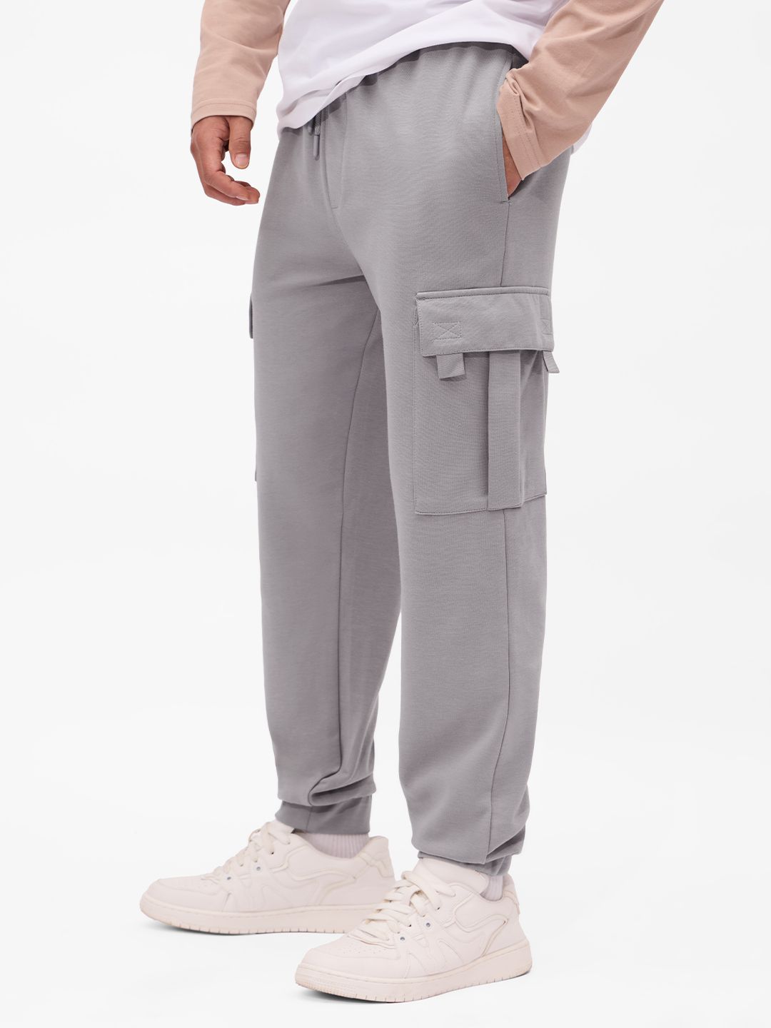 Solids: Light Grey Men Cargo Joggers price