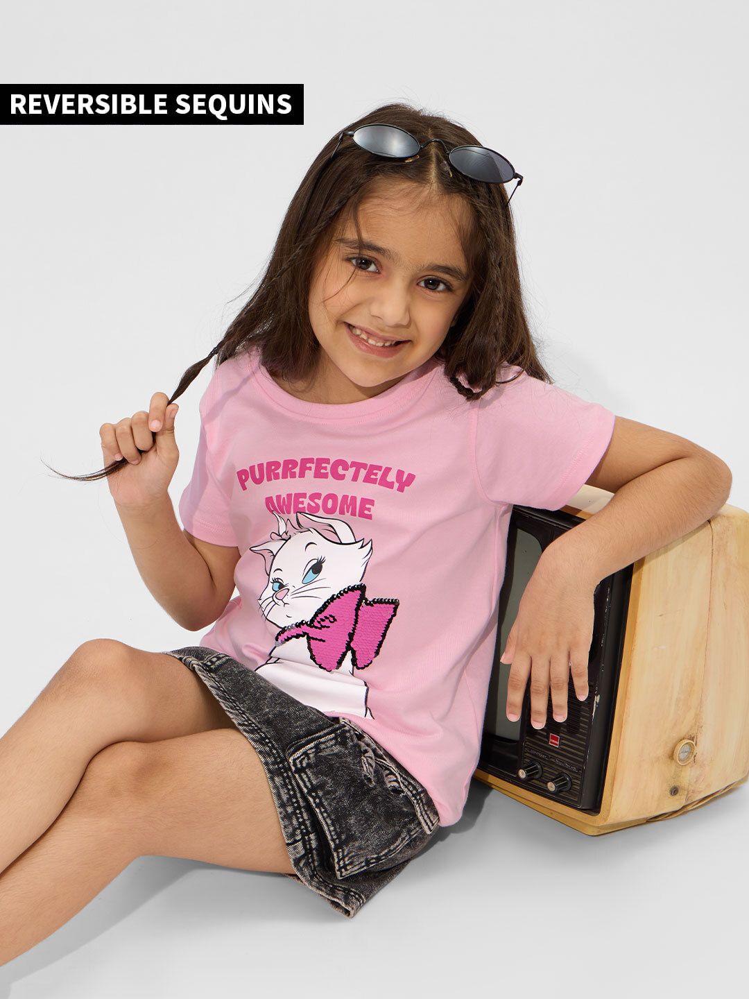 Disney: Purr-fect Boss Girls Cotton T-Shirts (2-8 Yrs)