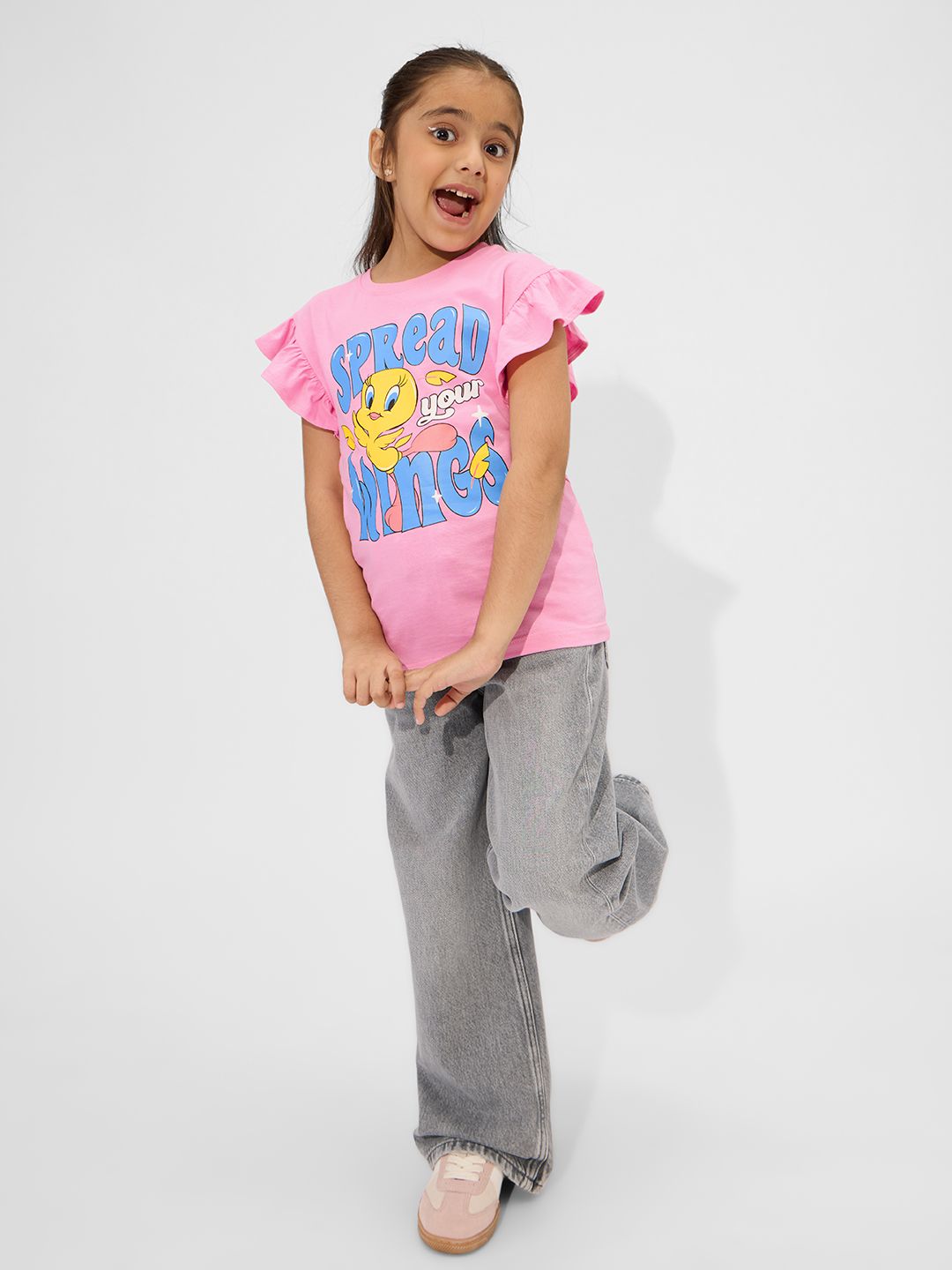 Looney Tunes: Spread Your Wings Girls Cotton Flutter Sleeve Tops (2-8 Yrs) price
