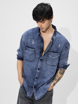 Classic Denim Shirt: Blue Denim Shirts By The Souled Store