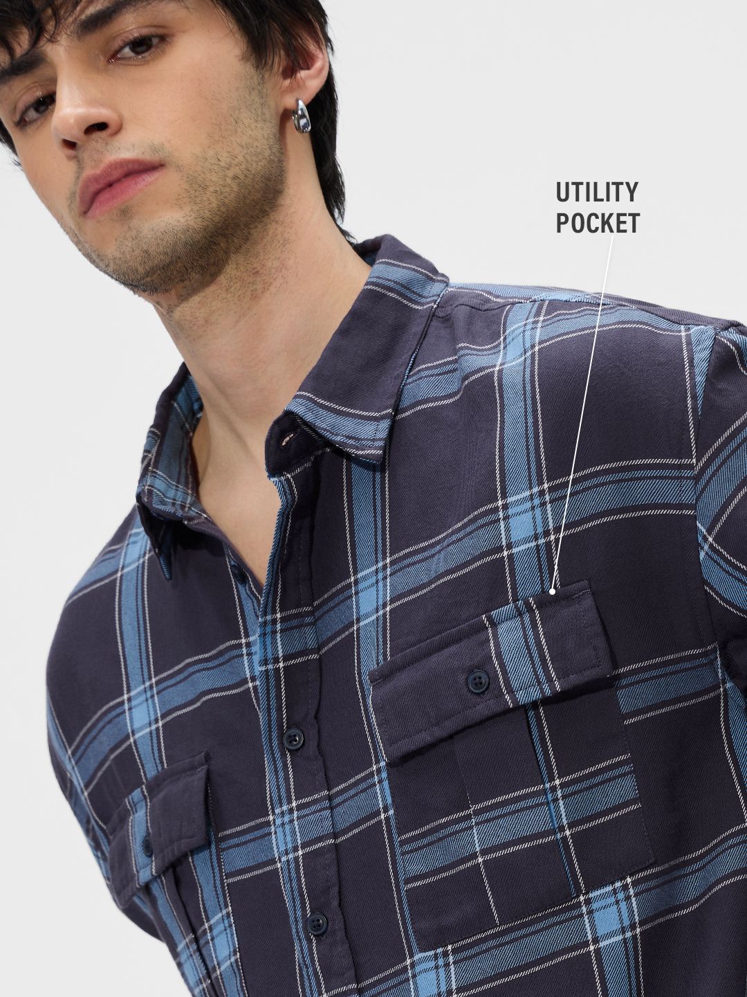 Plaid: Blue Men Utility Shirts online