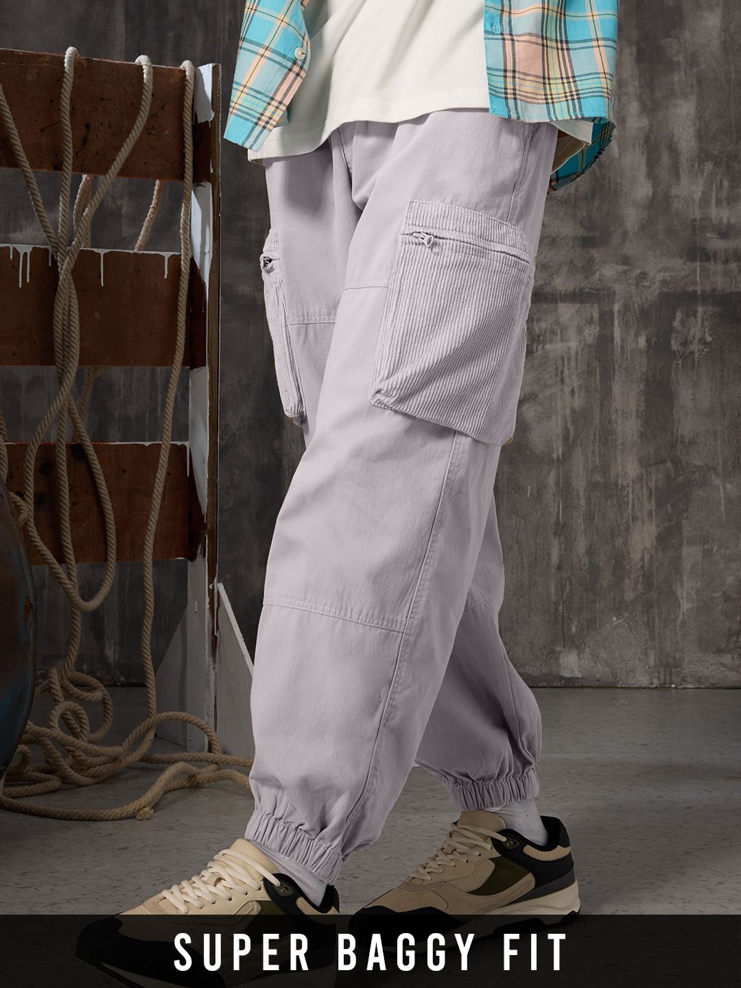 Solids: Blazing Grey Men Parachute Pants