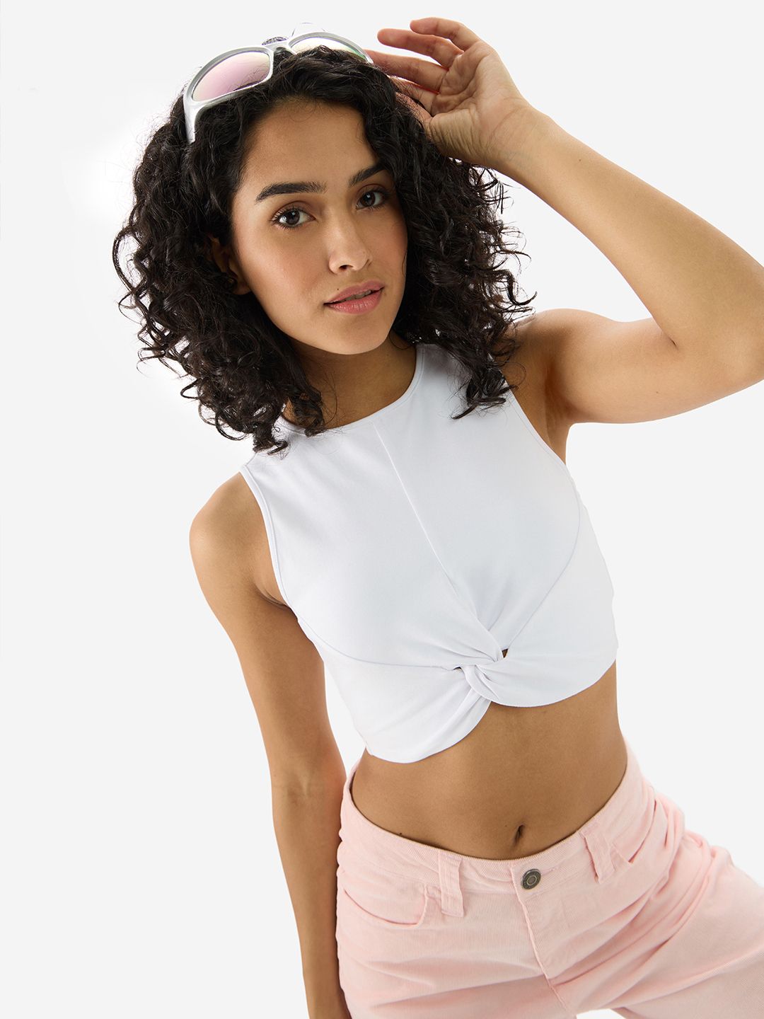 Essential Solids: Serene White Women Cropped Tops online