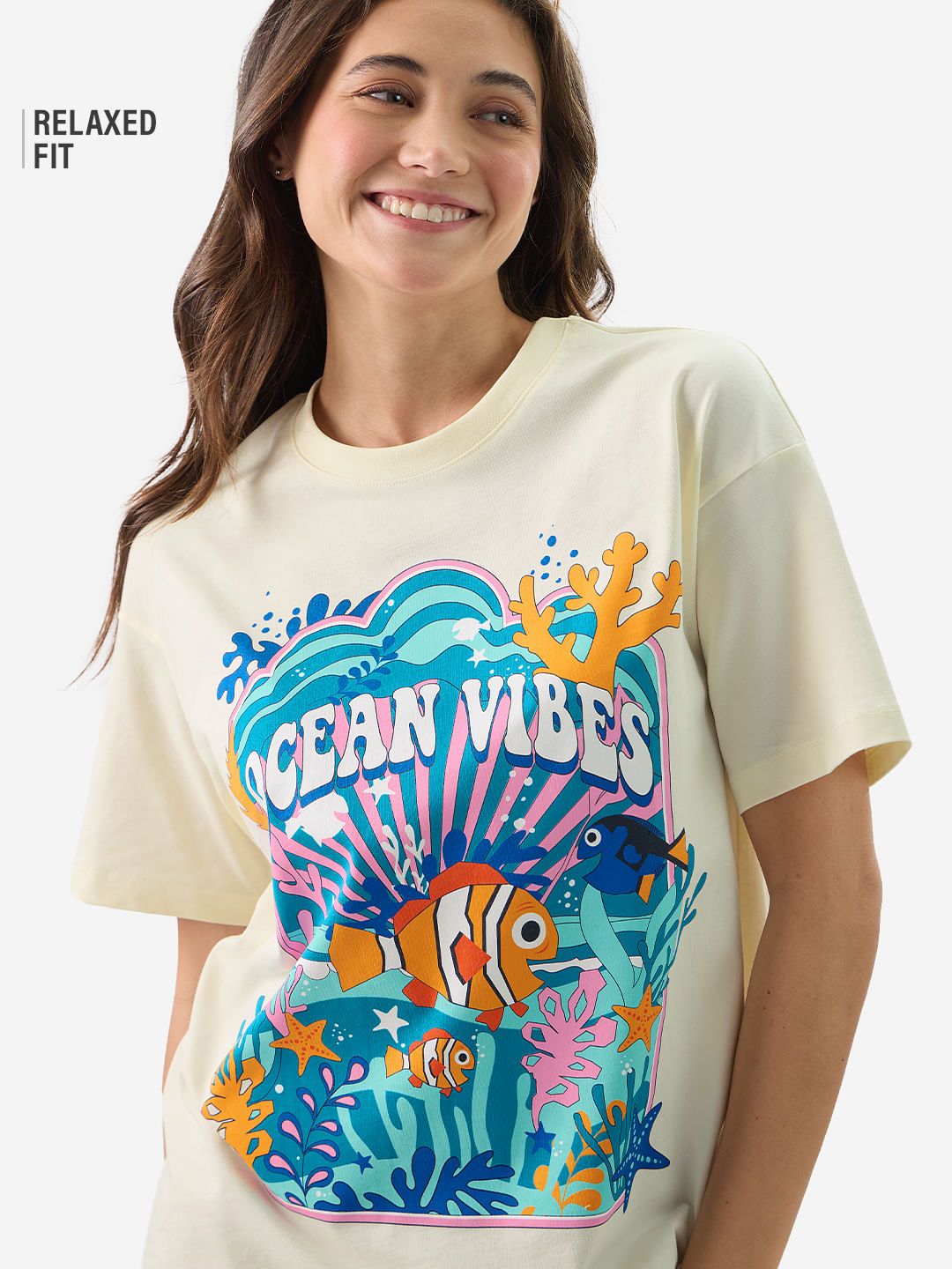 Disney: Ocean Vibes Women Relaxed Fit T-Shirts