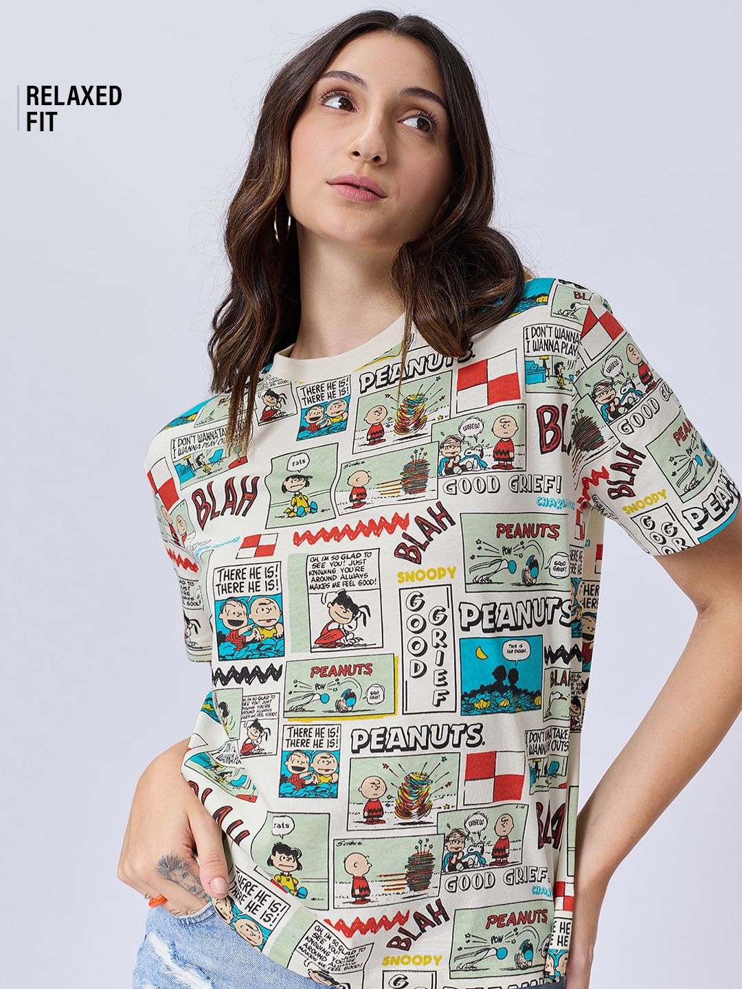 Peanuts: Old School Women Relaxed Fit T-Shirts Online