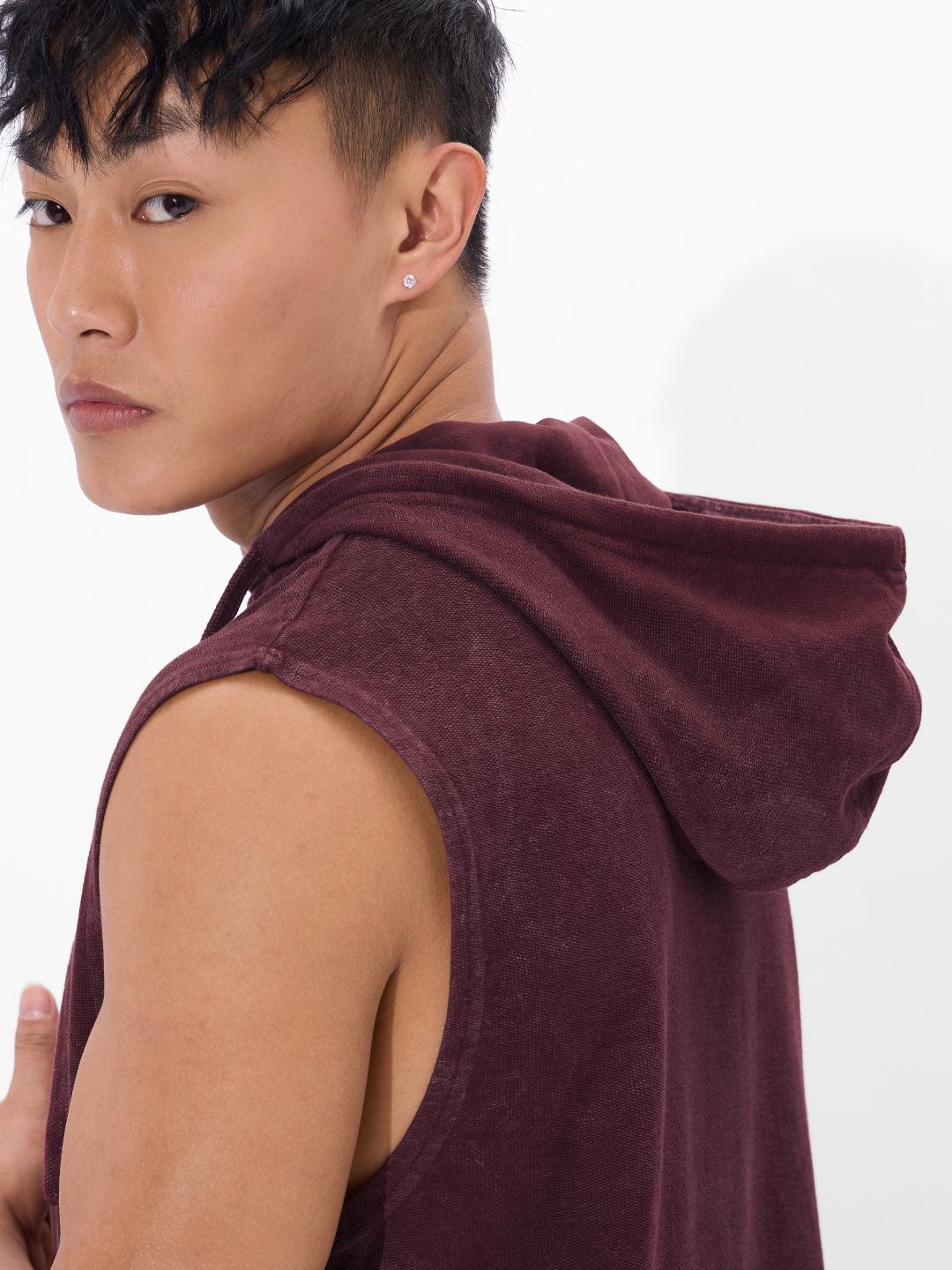Buy Solids: Maroon Blaze Men Hooded T-Shirts
