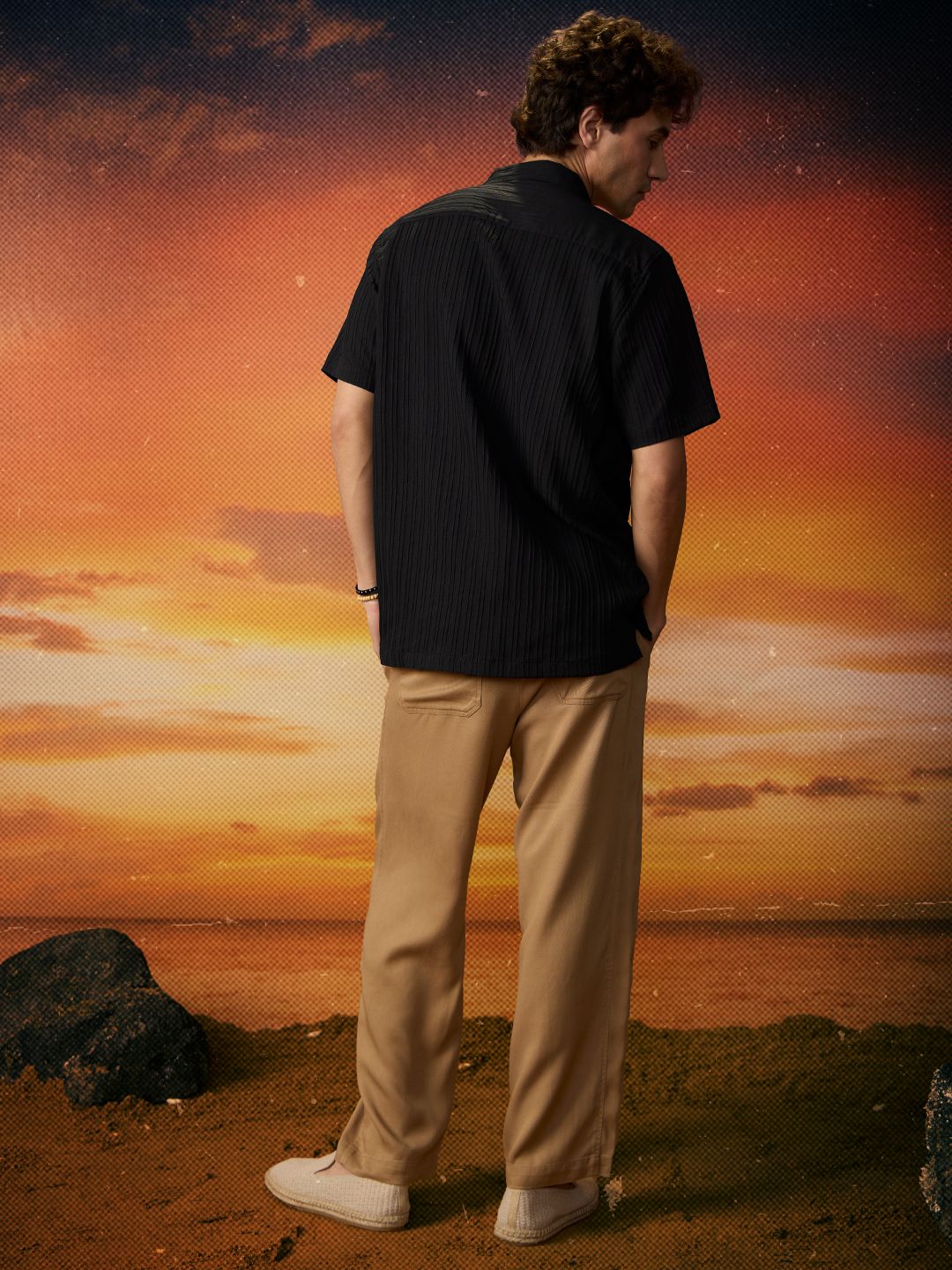 Buy Solids: Black Men Textured Shirts