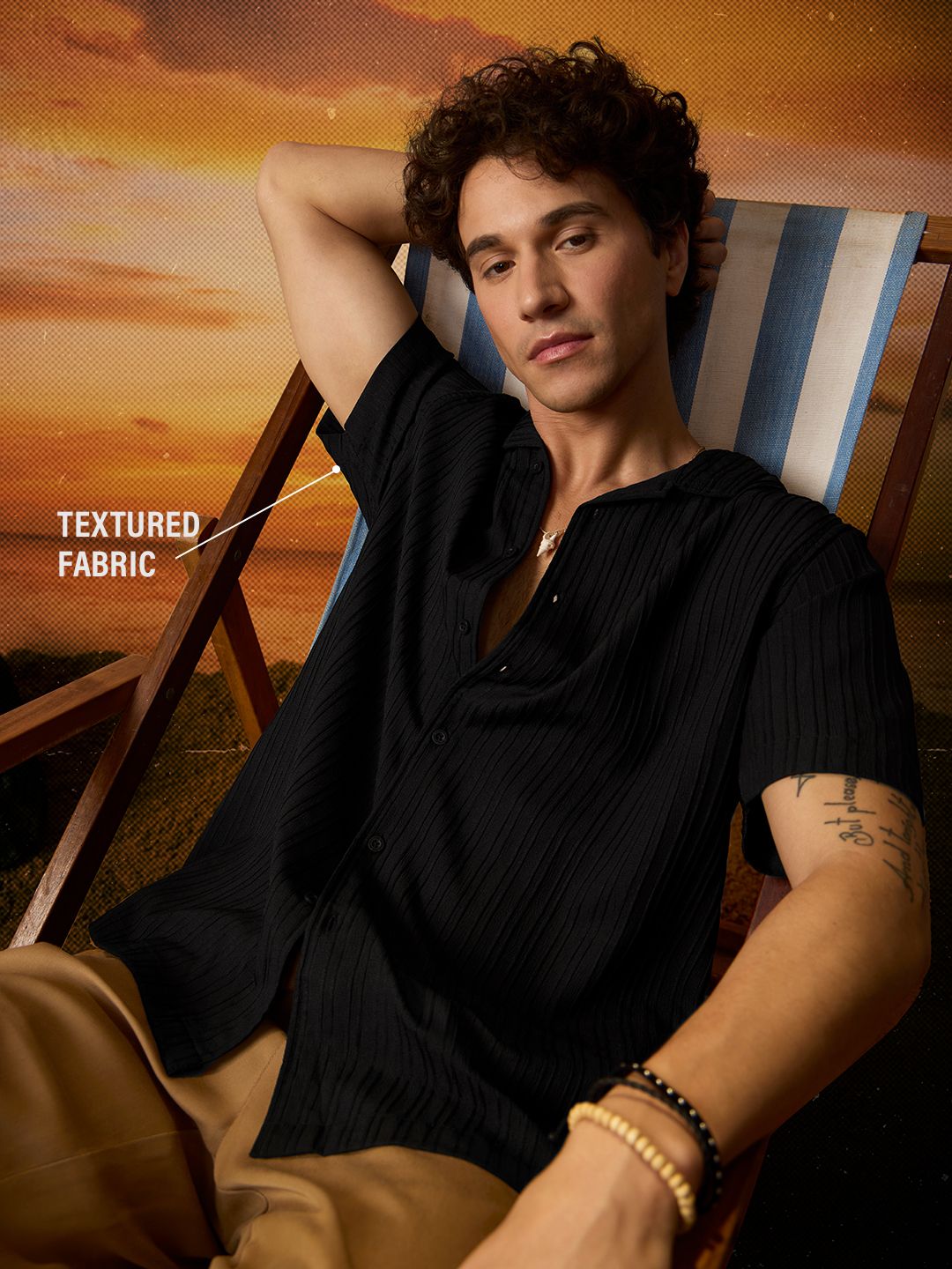 Solids: Black Men Textured Shirts online