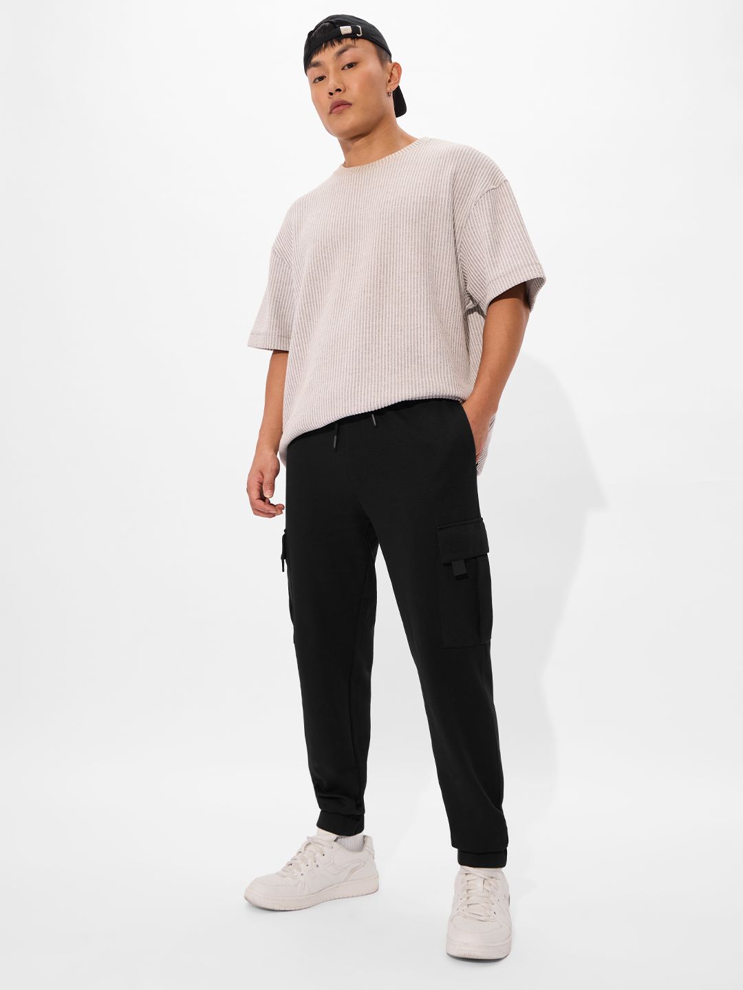 Buy Solids: Jet Black Men Cargo Jogger Online