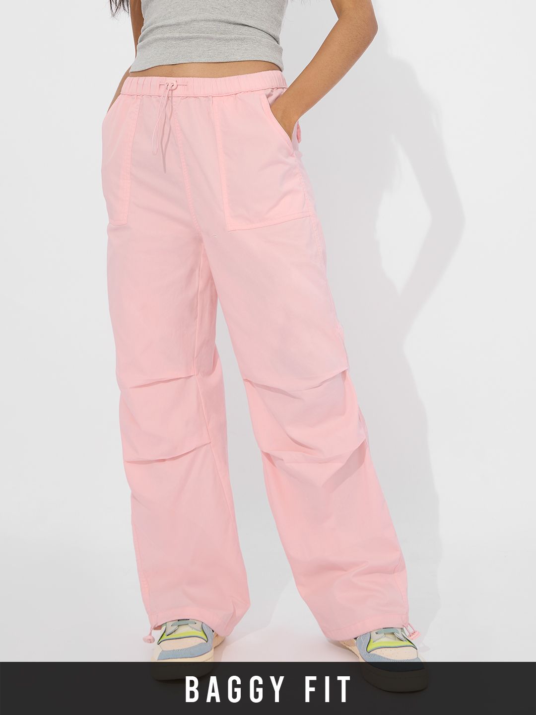 Parachute Pants: Pink Women Joggers