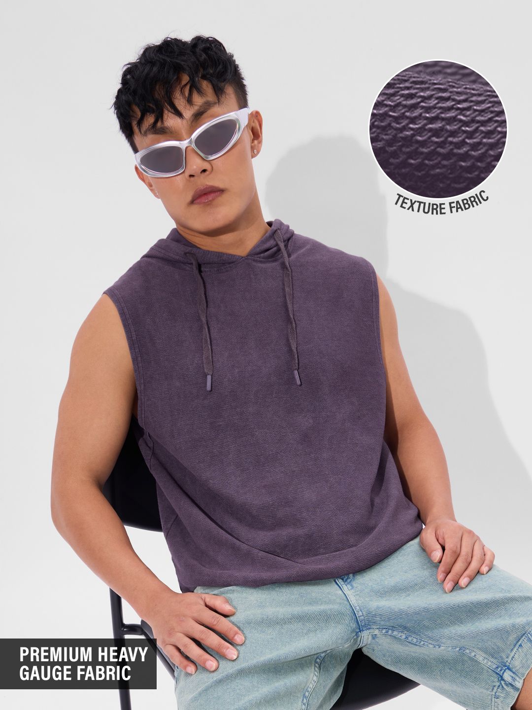 Buy Solids: Wineberry Men Hooded Vests Online